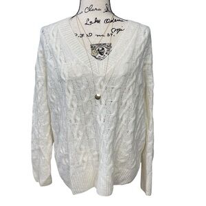Vince Alpaca Wool Blend Cable Knit Cream Soft Sweater Size Medium